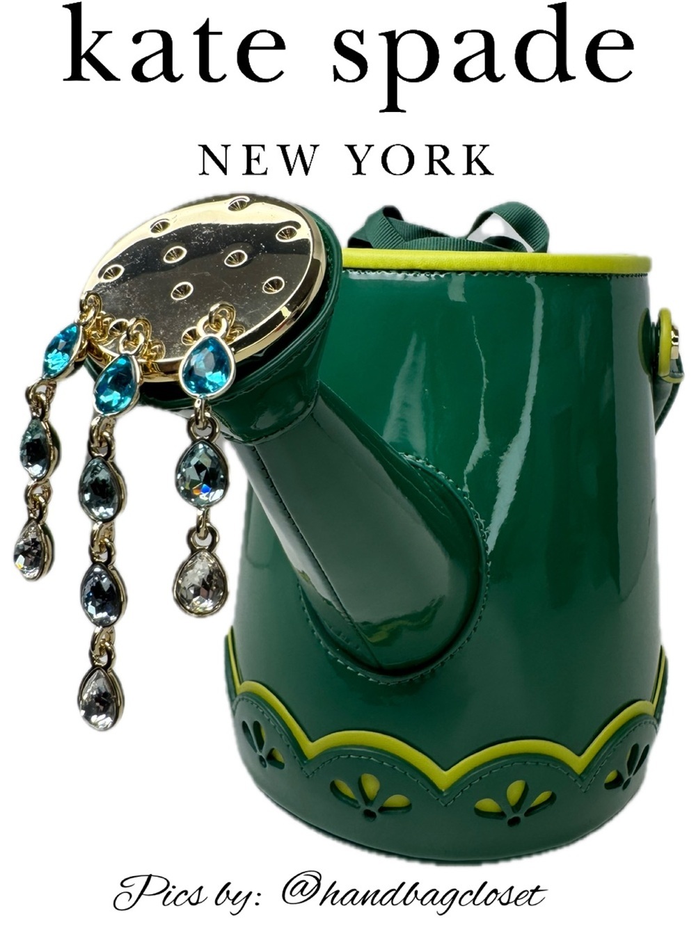 Kate Spade Harvest Time Green Patent Leather Watering Can Crossbody Novelty Bag - Picture 2 of 16